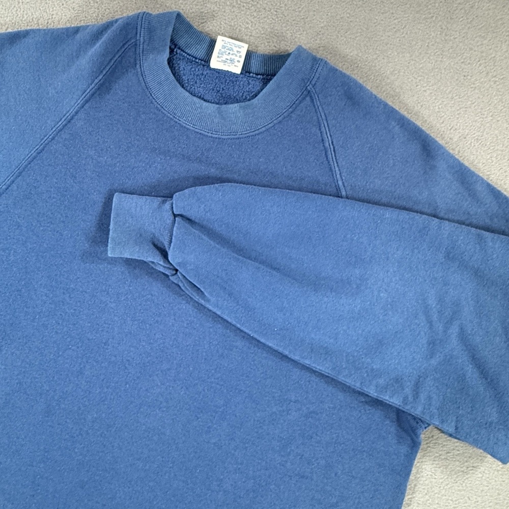 Vintage 80s Jerzees Blank Sz XL USA Made Mens Blue Crewneck Sweatshirt Plain